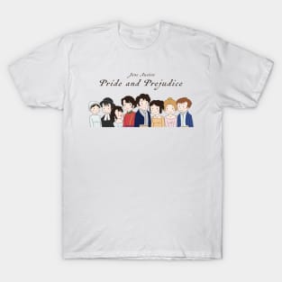 Cute Pride and Prejudice Couples Illustration T-Shirt